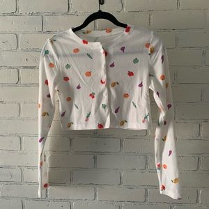 crop fruit pattern cardigan